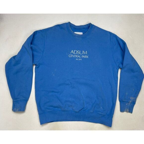 Adsum Central Park Crewneck Sweatshirt Men Medium Blue - Picture 1 of 9